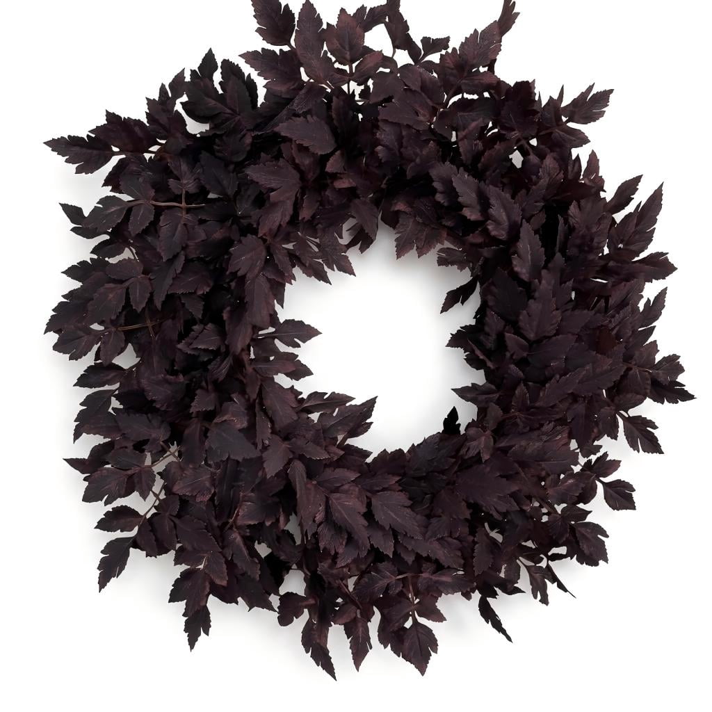 Fall Decor - Fall Wreaths for Front Door, 24" Plum Cimicifuga Leaves Artificial Wreath, Autumn Harvest Halloween Decorations for Home Mantle Window Wall Kitchen Indoor & Outdoor