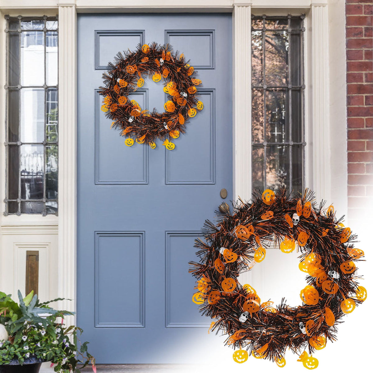Fall Decor - LED Fall Wreaths for Front Door - 22" Autumn Wreaths - Decorations for Autumn Thanksgiving Harvest Farmhouse Home Outdoor Indoor Window Wall