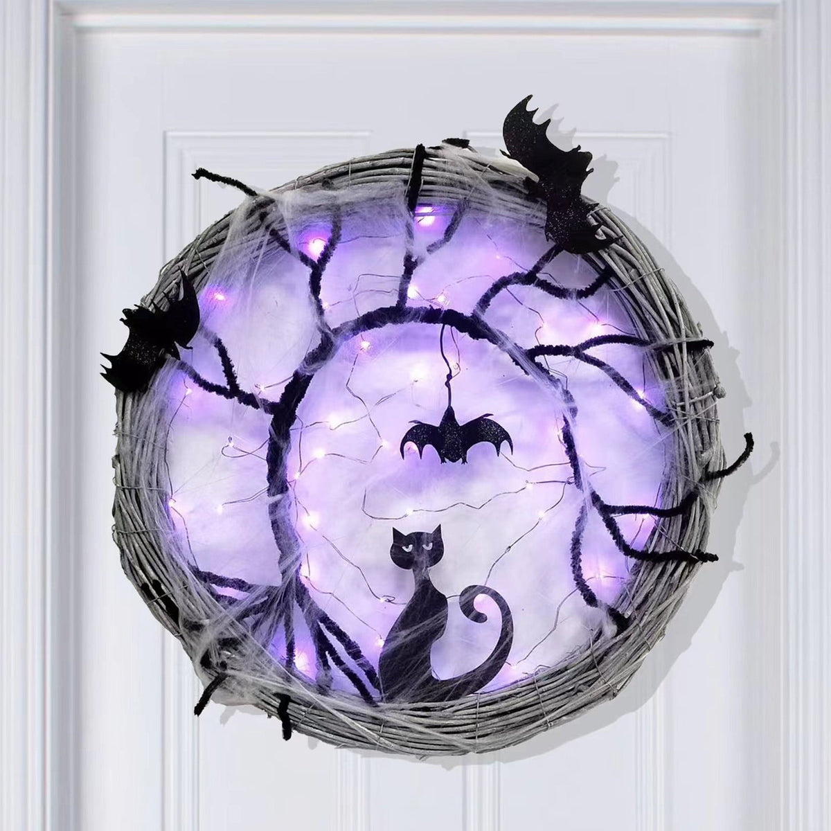 Fankiway Halloween Wreaths for front door, Halloween Black Flower Wreath Wall Door Hanging Festival Party Decor, Halloween Outdoor Wreath, Halloween Decorations