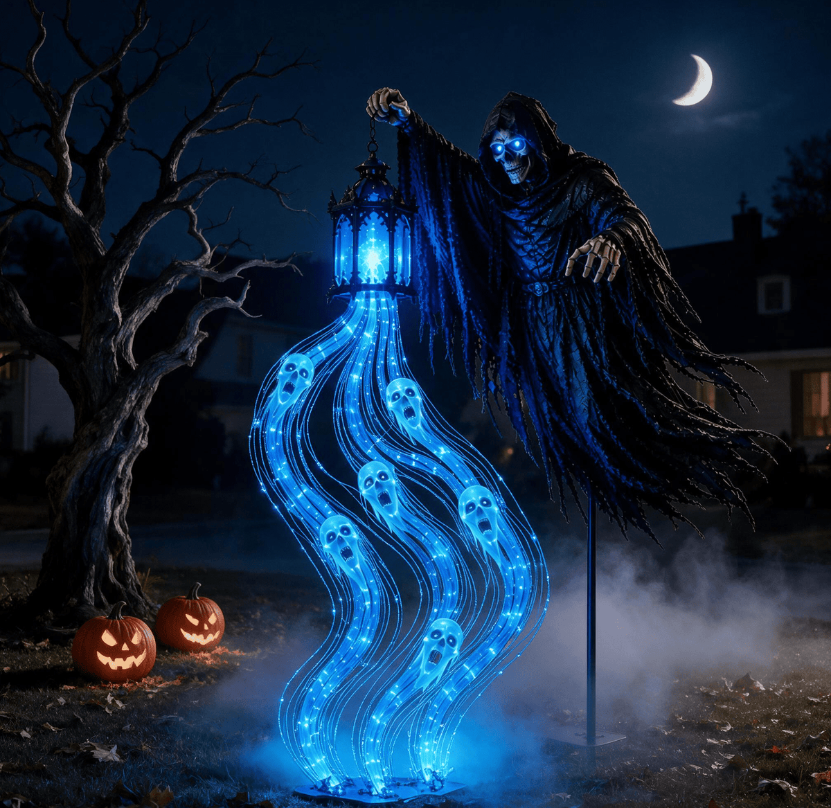 Halloween Witch Cauldron Garden Stake Lights, 2.7Ft LED Color Waterfall-Style Light Flow Flying Witch Garden Stake, Waterproof Weather Resistant Projector Lights for Outdoor Yard, Lawn, Pathway
