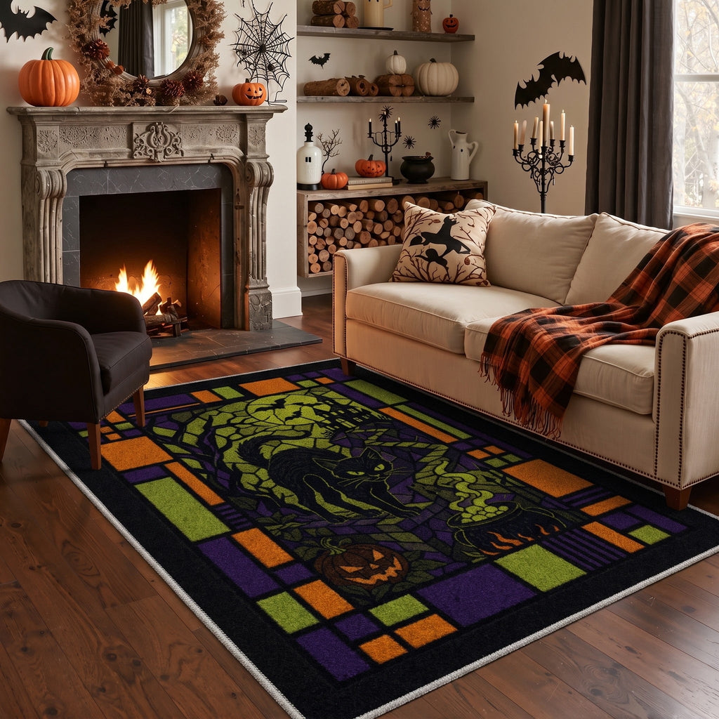 GENIMO 2'x3' Halloween Doormat, Washable Non Slip Soft Farmhouse Pumpkin Outdoor Door Mat for Front Door Covered Porch Patio Entryway, Smoky Amber