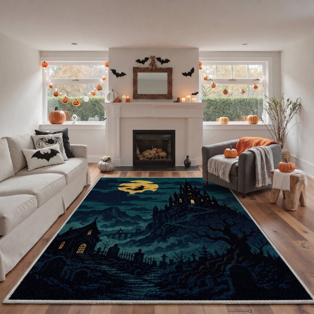 GENIMO 2'x3' Halloween Doormat, Washable Non Slip Soft Farmhouse Pumpkin Outdoor Door Mat for Front Door Covered Porch Patio Entryway, Smoky Amber