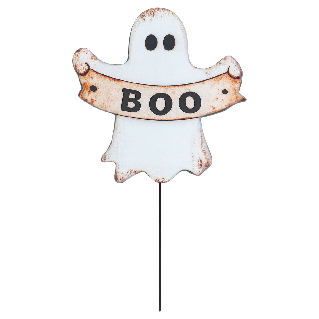 Metal Ghost Yard Stake Decoration, Black and White, Halloween by Way To Celebrate