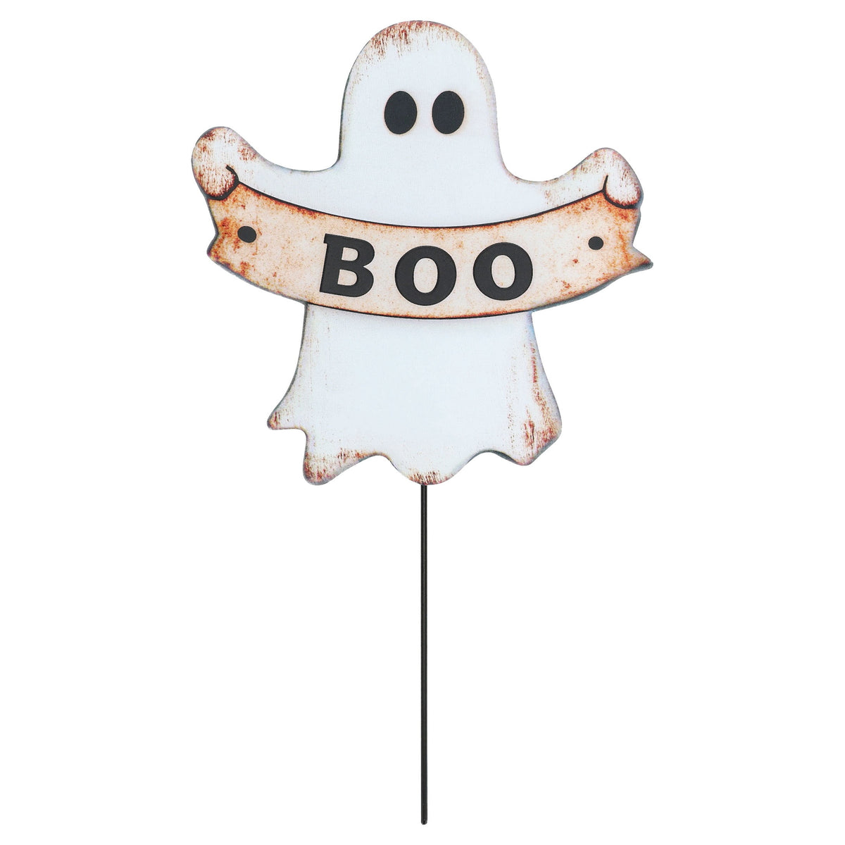 Metal Ghost Yard Stake Decoration, Black and White, Halloween by Way To Celebrate