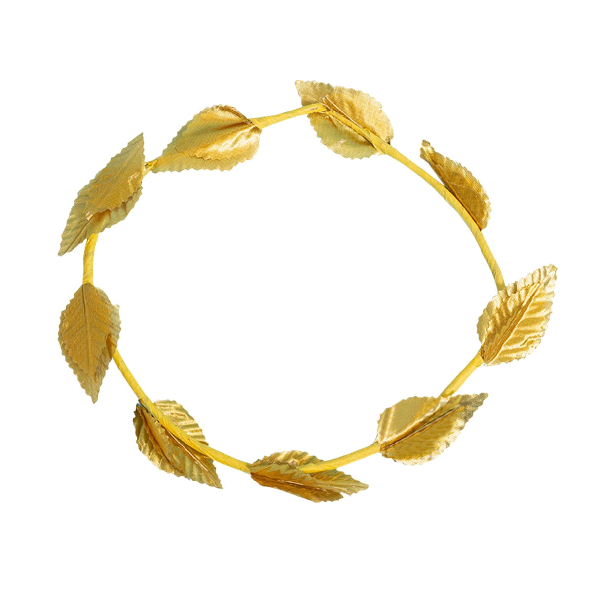 Gold Laurel Crown Wreath, 7'' Artificial Metal Gold Leaf Carnival Halloween Roman Headband Wreath for Halloween Christmas
