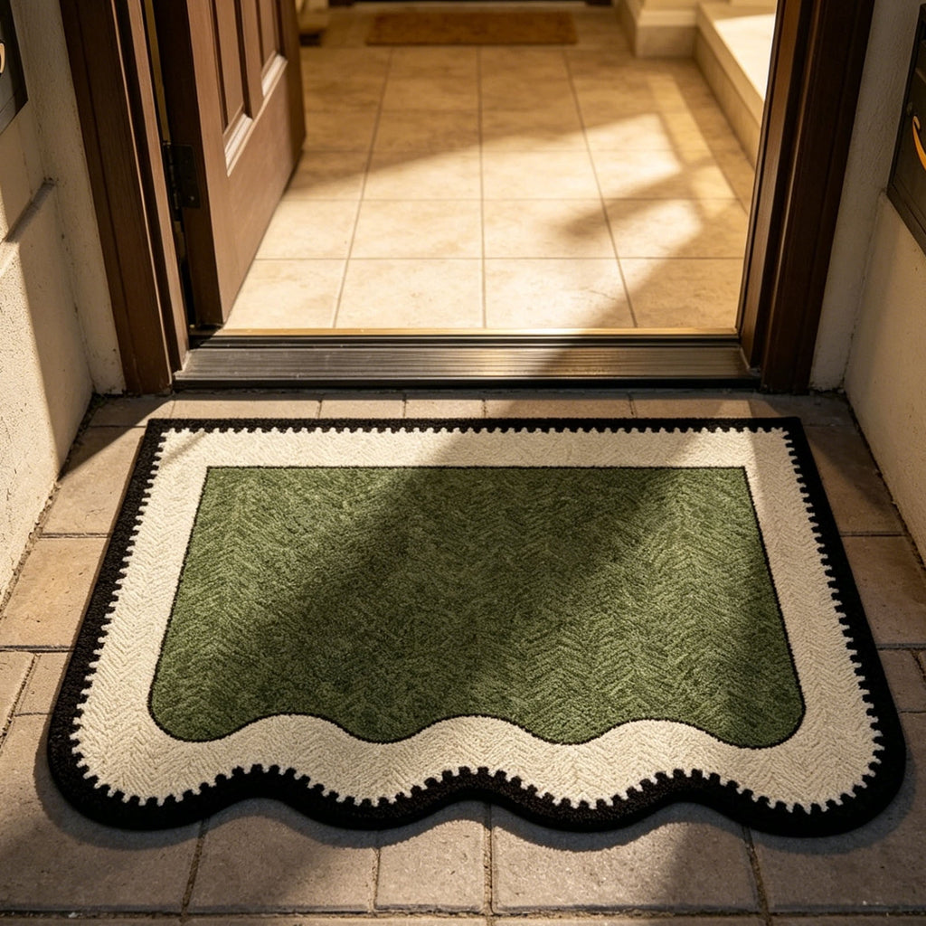 Front Door Mat Indoor Outdoor Entrance Rug, Semicircular Entrance Mat, Half Round Waterproo Non-Slip Durable Rubber Doormat for Garage, Patio, 29.5 inch