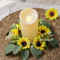 Guozer 1PCS Fall Candle Rings Wreaths Decorative Rattan Garland with Maple Leaf Berries for Thanksgiving Halloween Table Decor (No Light)