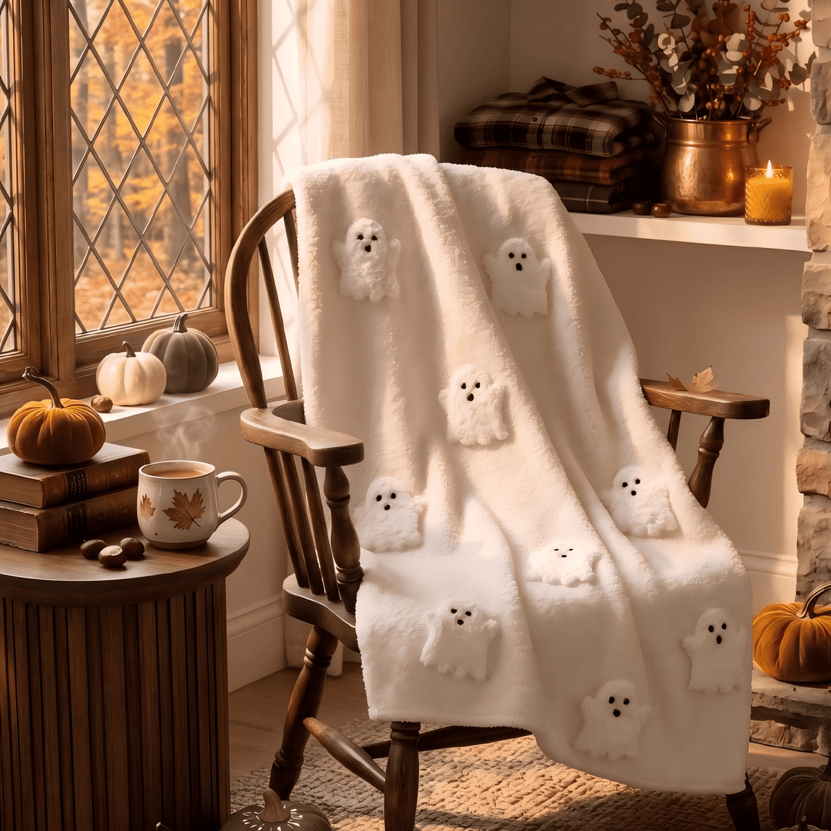 Guvpev Halloween Flannel Throw Blanket, 39.4" x 27.6" Soft Plush 3D Pumpkin Printed Decorative Blanket for Couch, Bed, Travel, Living Room, Cozy Fall Holiday Home Accent
