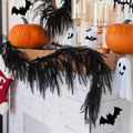 HHBEAUTY 59" Black Pine Garland - Halloween Artificial Pine Needles & Leaves Hanging Decorations for Fireplace, Stairs, Railing, Mantle, DIY Wreath, Door, Wall, Window & Thanksgiving Party Decor