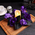 HHBEAUTY Artificial Purple Rose Halloween Candle Rings Wreaths 9.8 Inch Gothic Floral Eucalyptus Leaves Candle Ring Holder Halloween Wedding Party Centerpiece Table Decorations Home Decor