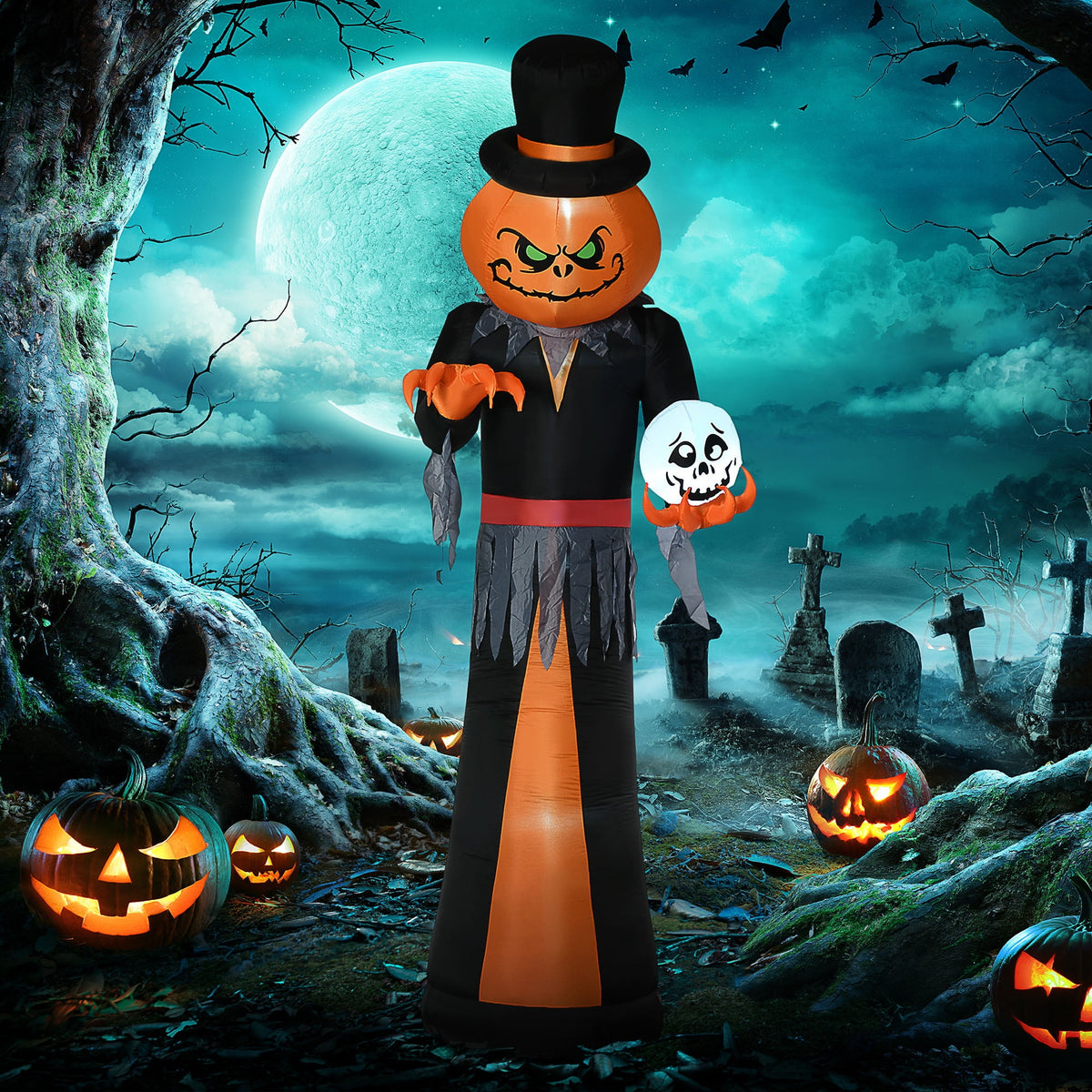 HOMCOM Halloween Inflatable Pumpkin with LED Lights for Garden Indoor Outdoor