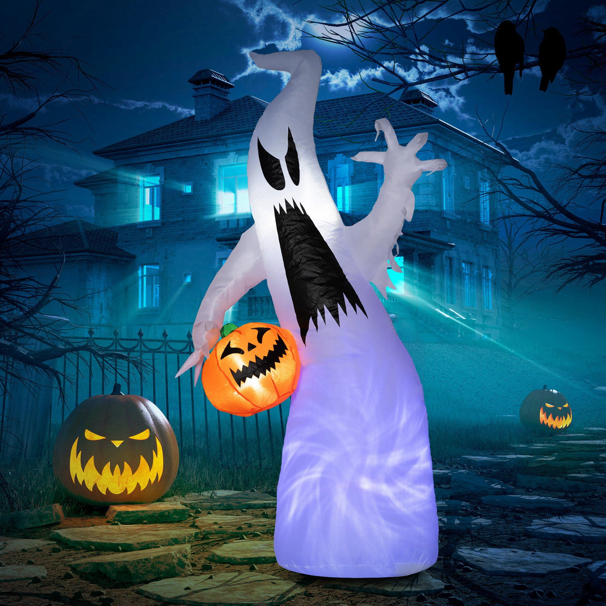 HOMCOM Halloween Inflatable Pumpkin with LED Lights for Garden Indoor Outdoor