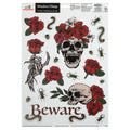 Skulls and Roses Window Clings, Multicolor, 11.75" x 17", Halloween by Way To Celebrate