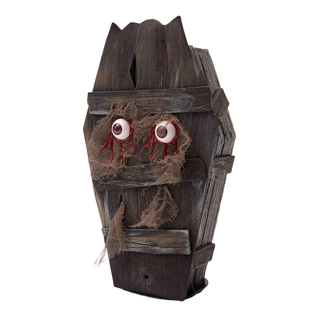 Halloween Animated Walking Coffin Prop – Sound-Activated with Glowing Eyes, Battery-Powered for Haunted House and Yard Displays