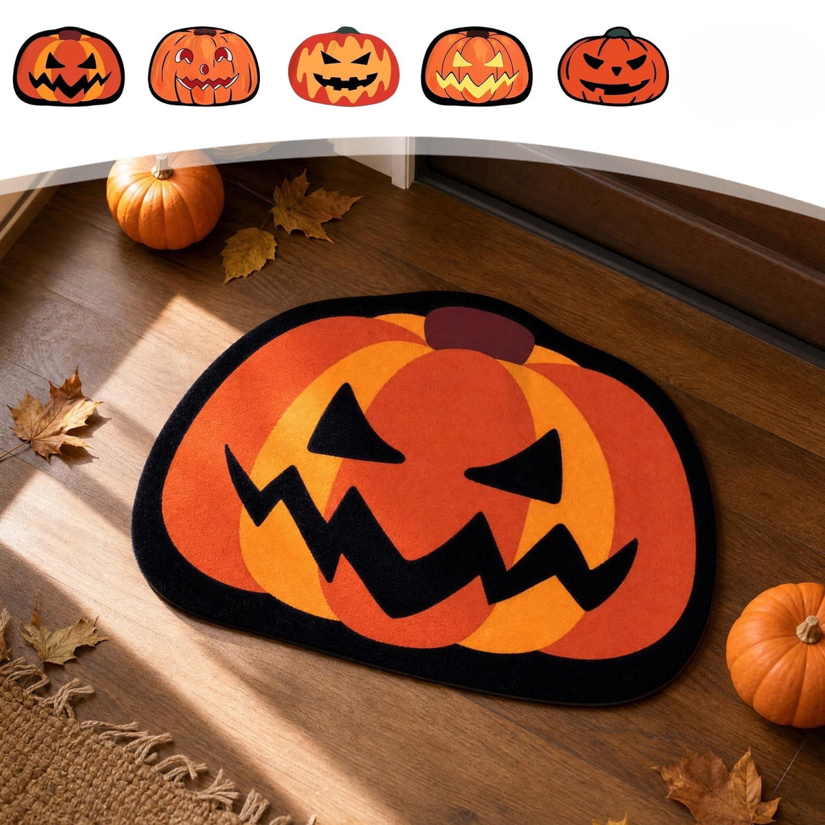 Halloween Door Mat Pumpkin Shaped Non-Absorbent Skidproof Mat 15.75x23.62in Polyester Skidproof & Weather Resistant for Front Door Porch Indoor Outdoor Halloween Door Mat by MPOISVA