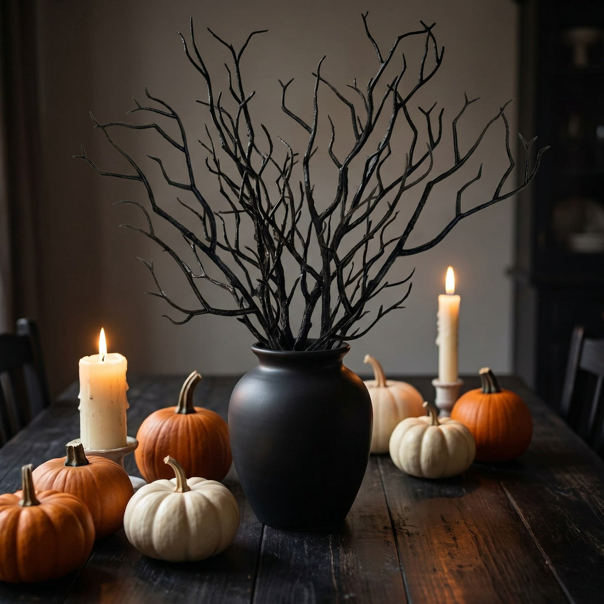 Halloween Artificial Branches, 10Pcs Black Bare Twigs Vase Fillers for Spooky Home Decor, Plastic Decorative Stems for Mantel Table Centerpiece, Creepy Indoor Outdoor Halloween Accents