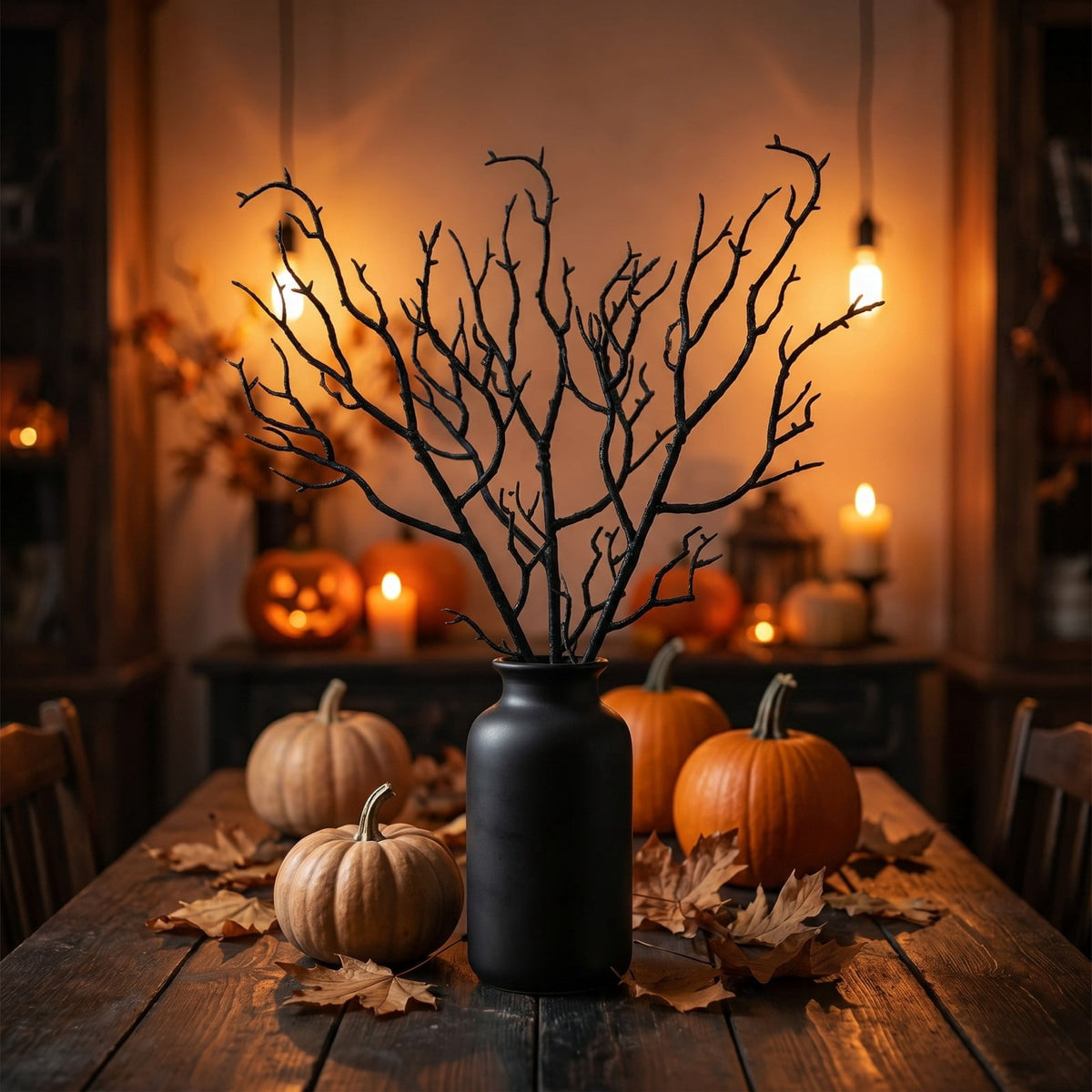 Halloween Artificial Branches, 10Pcs Black Bare Twigs Vase Fillers for Spooky Home Decor, Plastic Decorative Stems for Mantel Table Centerpiece, Creepy Indoor Outdoor Halloween Accents