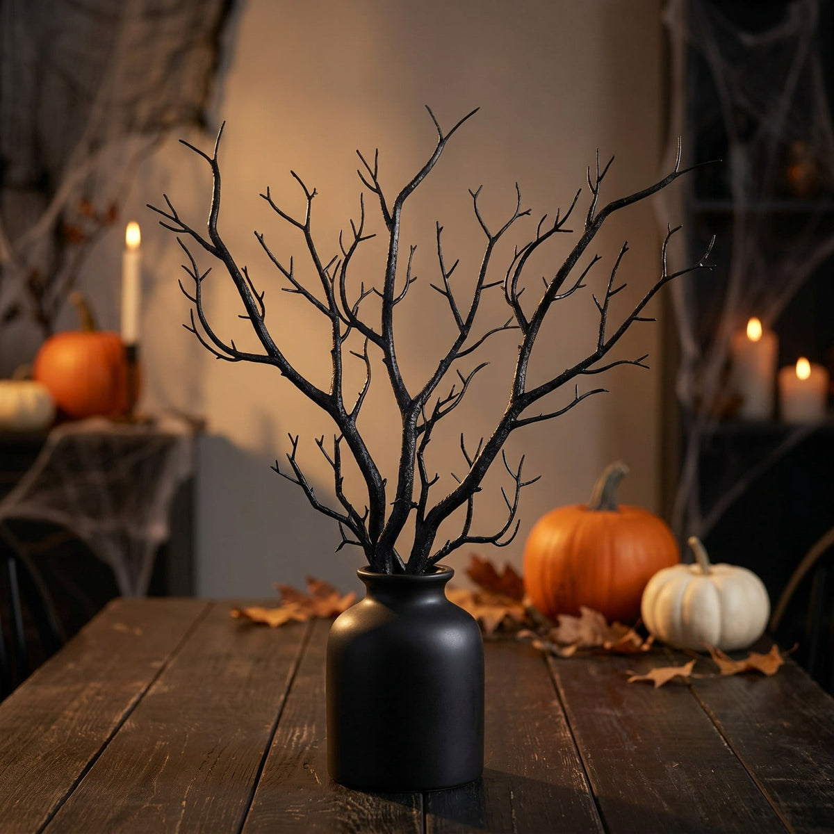 Halloween Artificial Branches, 10Pcs Black Bare Twigs Vase Fillers for Spooky Home Decor, Plastic Decorative Stems for Mantel Table Centerpiece, Creepy Indoor Outdoor Halloween Accents