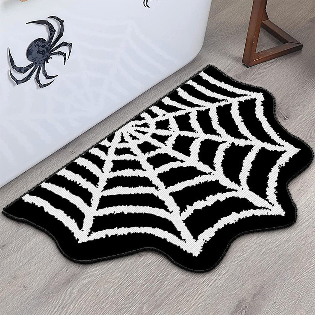 Halloween Carpet Decorations - Halloween Web Bath Mat - Rugs Decor - Bathroom Rug Decoration Room Decorations Spooky Witch Home Cute Mats For Kitchen Bedroom Family Decor