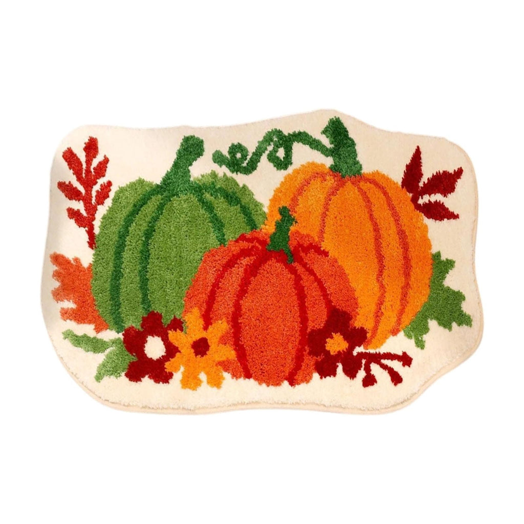 Fall Bathroom Rug Cute Pumpkin Shape Bath Mat Autumn Orange Non Slip Shower Rugs Foot Mat Front Door Mat Carpet Floor Rug for Kitchen Bedroom Living Room Family Decor