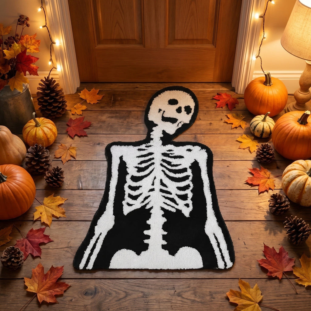 Halloween Decor White Ghost Rug 24x16 inches, Handmade Tufted Fluffy Aesthetic Area Rugs, Cute Soft Cool Non Slip Floor Carpet Bath mat, Living Room, Bathroom, playroom, Kitchen