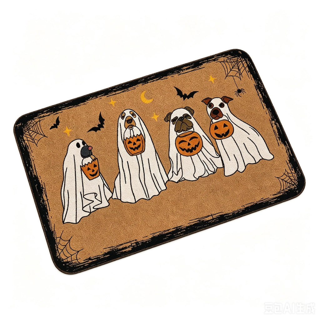 Halloween Celebration Doormat 16x24 Inch, Spooky Ghost Entrance Mat for Front Porch Indoor Outdoor, B