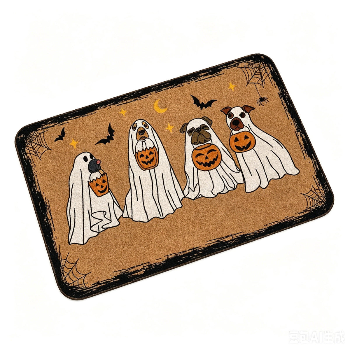Halloween Celebration Doormat 16x24 Inch, Spooky Ghost Entrance Mat for Front Porch Indoor Outdoor, B