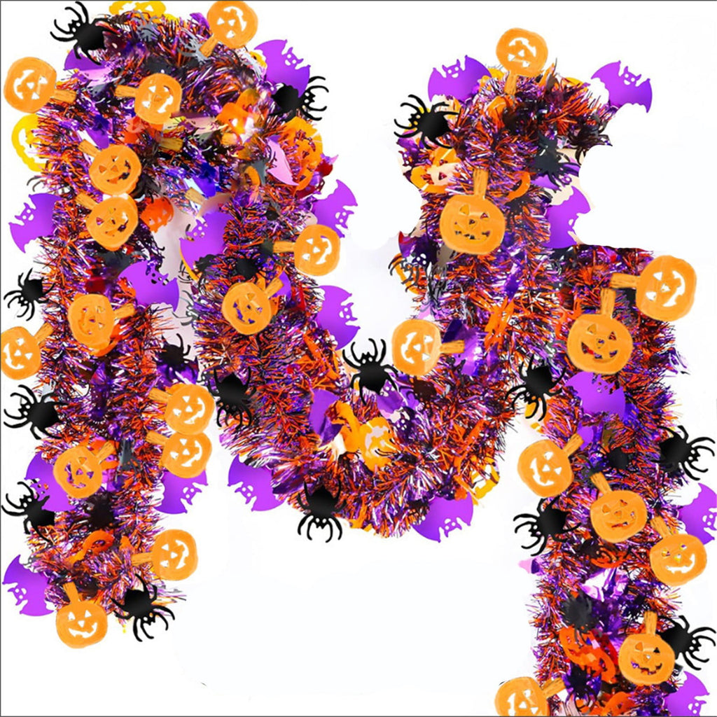 Halloween Artificial Maple Leaf Pumpkin Vine with LED Lights 67-71 Inch Lighted Fall Foliage Garland for Home Halloween Holiday Party Decor
