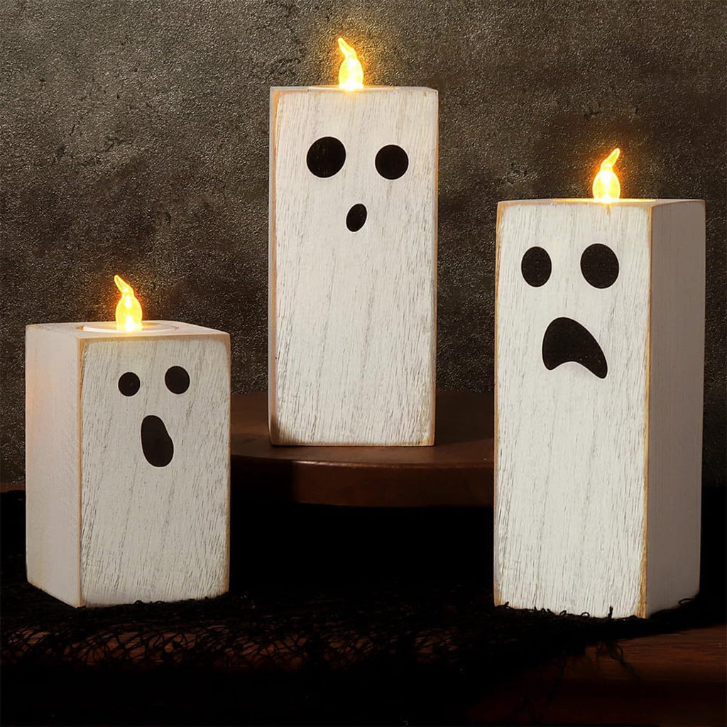 Halloween Decorations Indoor, Halloween Candelabra, Wooden Candle Base Holy Day Party Decoration Party Candle Table Aroma Tea Light Ornament, Halloween Party Decorations, Spooky Decor
