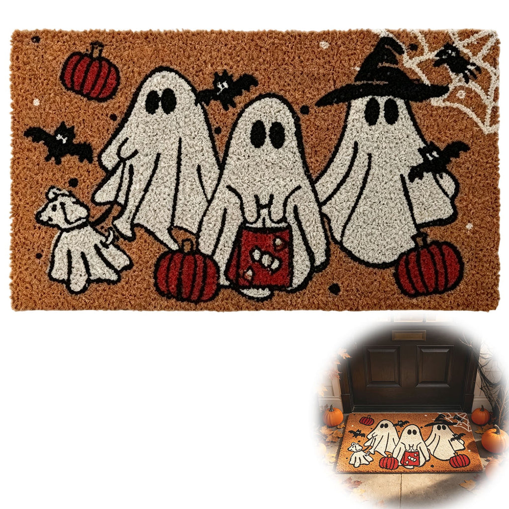 Halloween Doormat Vintage Retro Style Mat 23.6x15.7in Secure-Grip Absorbent Coir Look Entryway Rug for Front Porch Indoor Outdoor Decor by OVFUIZ