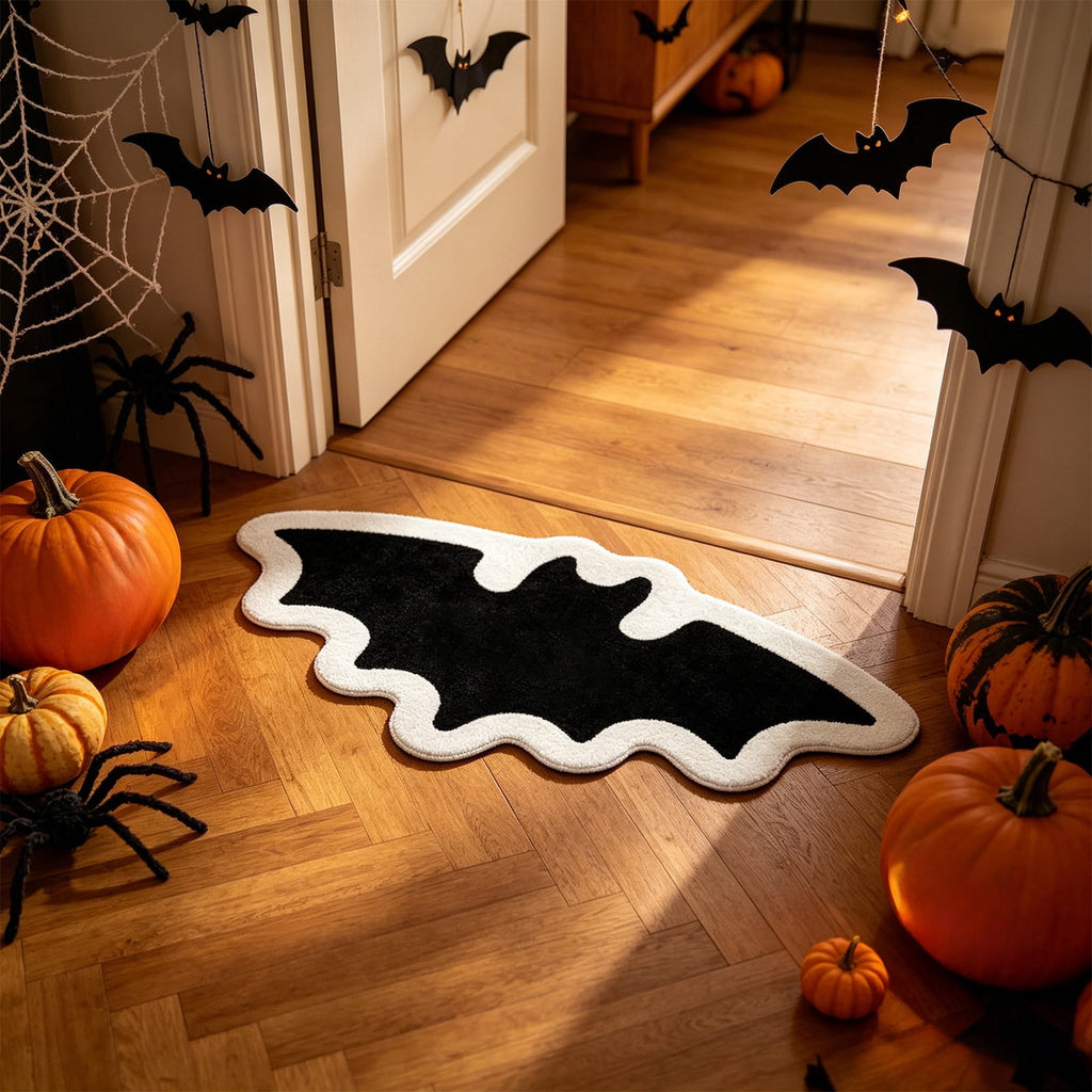 Halloween Decor White Ghost Rug 24x16 inches, Handmade Tufted Fluffy Aesthetic Area Rugs, Cute Soft Cool Non Slip Floor Carpet Bath mat, Living Room, Bathroom, playroom, Kitchen