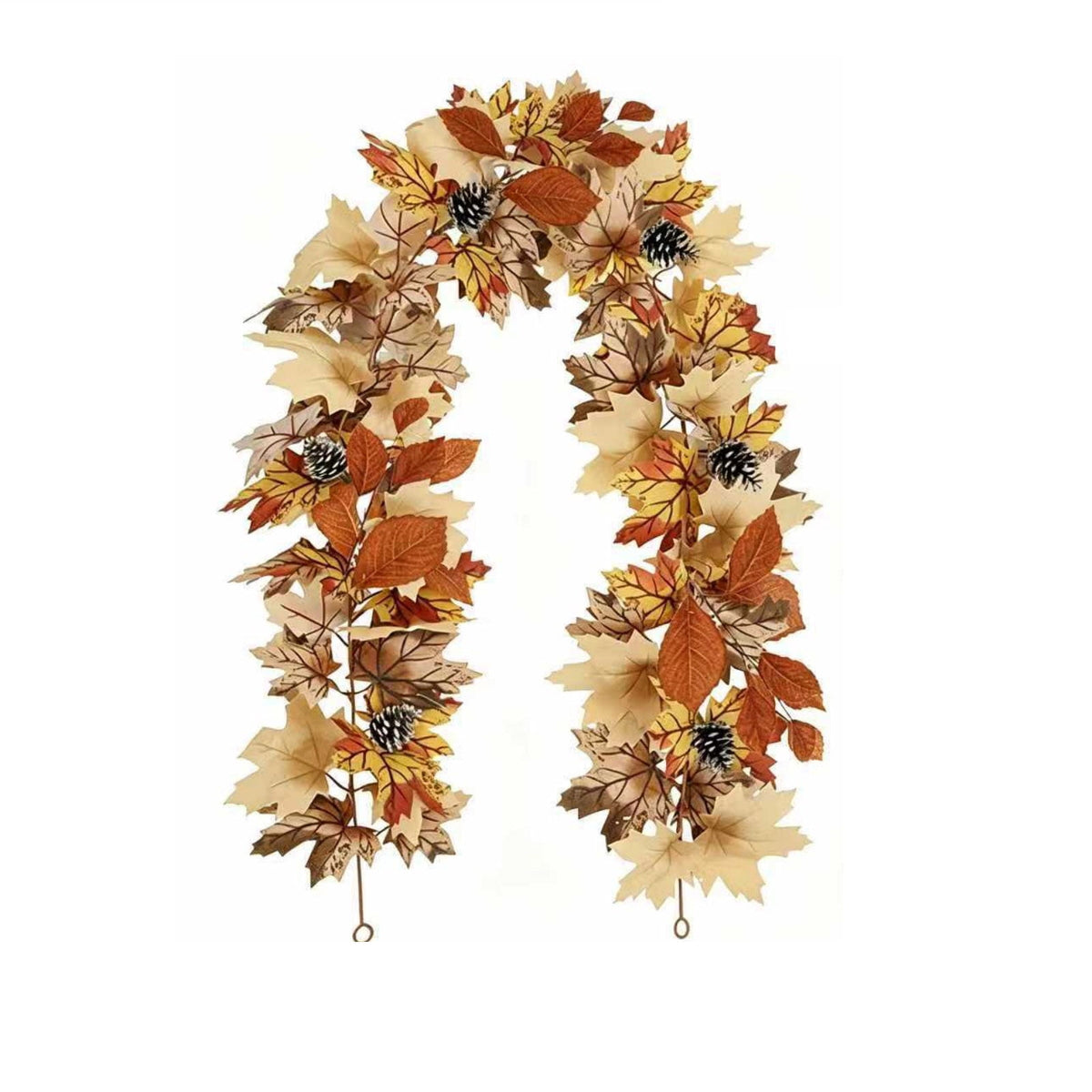 Halloween Artificial Maple Leaf Pumpkin Vine with LED Lights 67-71 Inch Lighted Fall Foliage Garland for Home Halloween Holiday Party Decor