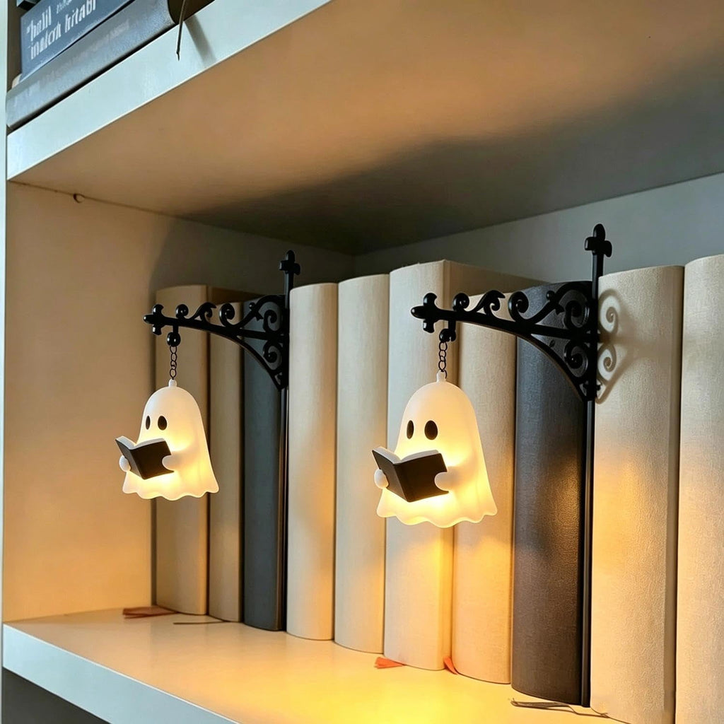 Halloween Ghost Library Lantern Decorative Bookshelf Lighting, Reading Book Shelf Lights for Study Reading Corner Home Library Gift for Book Lovers Bookworms