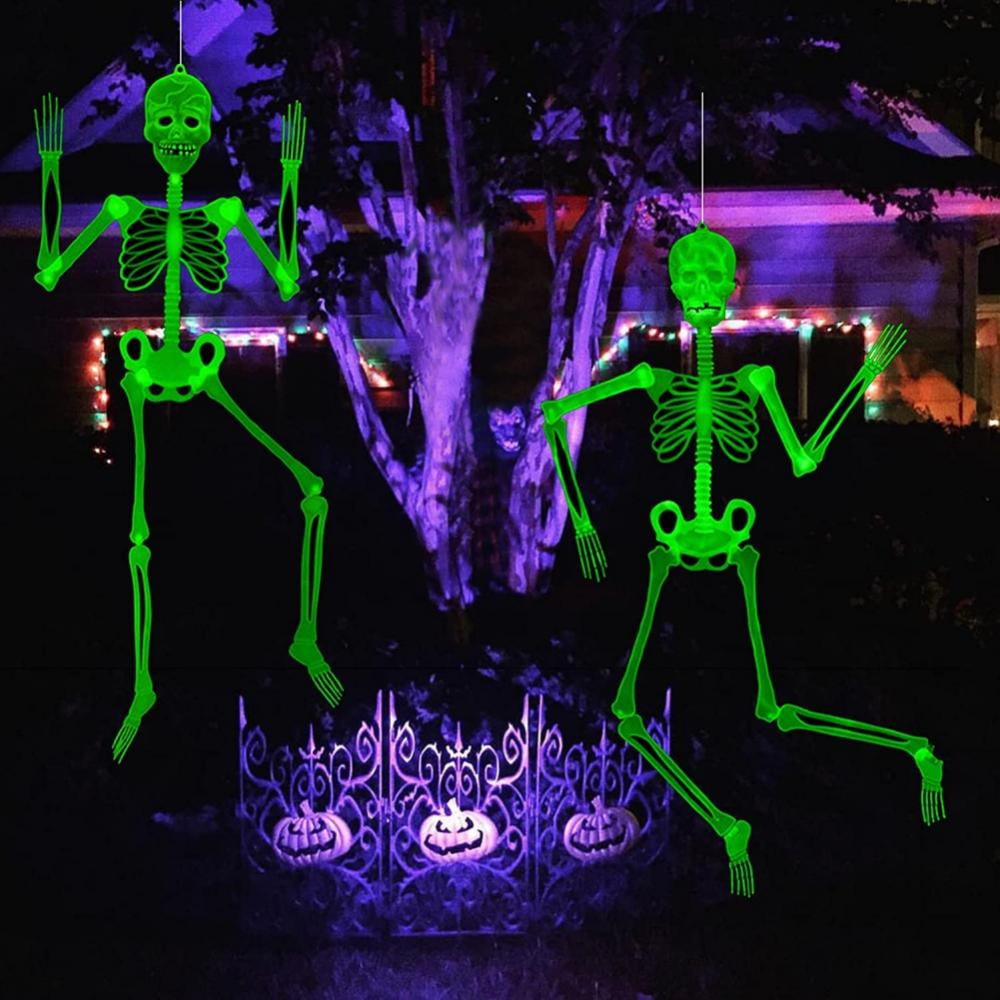 Halloween Hanging Luminous Skeleton Decorations, Full Body Glow-in-The-Dark Skeleton for Halloween Party Decorations Outdoor Yard Garden Hanging Ornaments Props