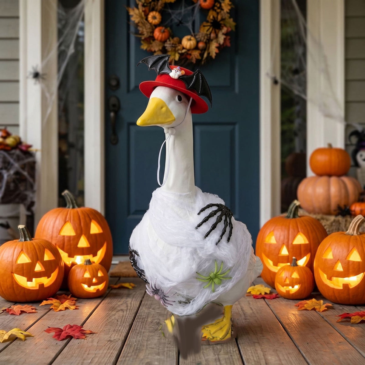 Halloween Garden Porch Decor, Porch Goose Outfits Halloween, 23 Inch Porch Goose Outfits, Witch Dress and Hat Set, Fits 23X11X26 Inch Standing Plush Goose for Front Porch Lawn