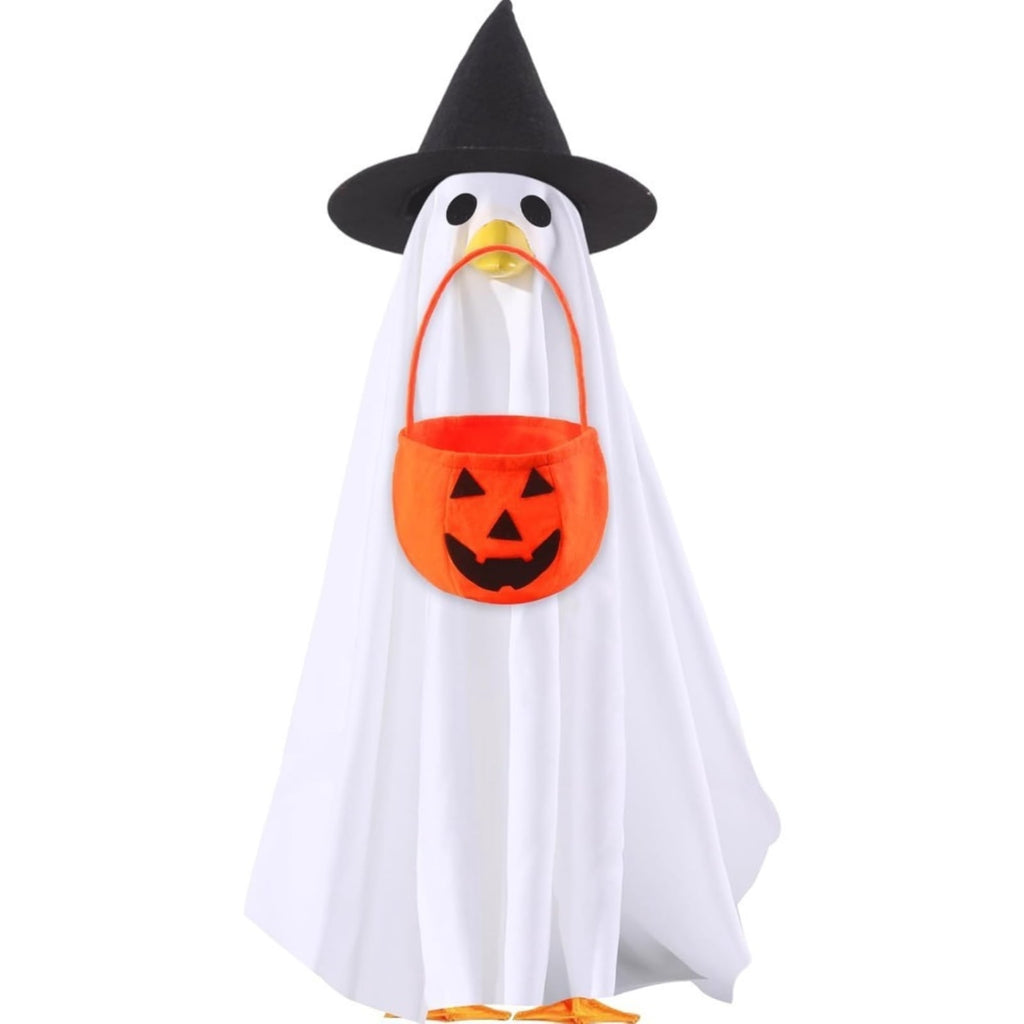 Halloween Garden Porch Decor, Porch Goose Outfits Halloween, 23 Inch Porch Goose Outfits, Witch Dress and Hat Set, Fits 23X11X26 Inch Standing Plush Goose for Front Porch Lawn