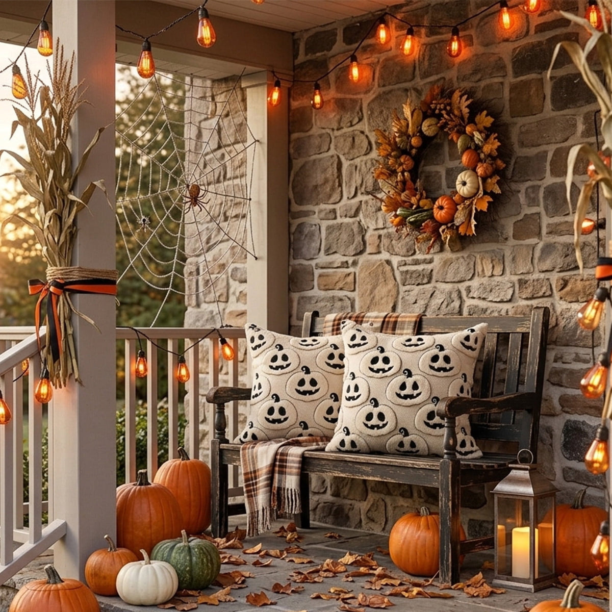 Cute Reading Ghost Plush Throw Pillow, Halloween Book & Pumpkin Bucket Ghost Stuffed Cushion, Spooky Season Decorative Pillow, for Sofa, Bedroom, Party Decor