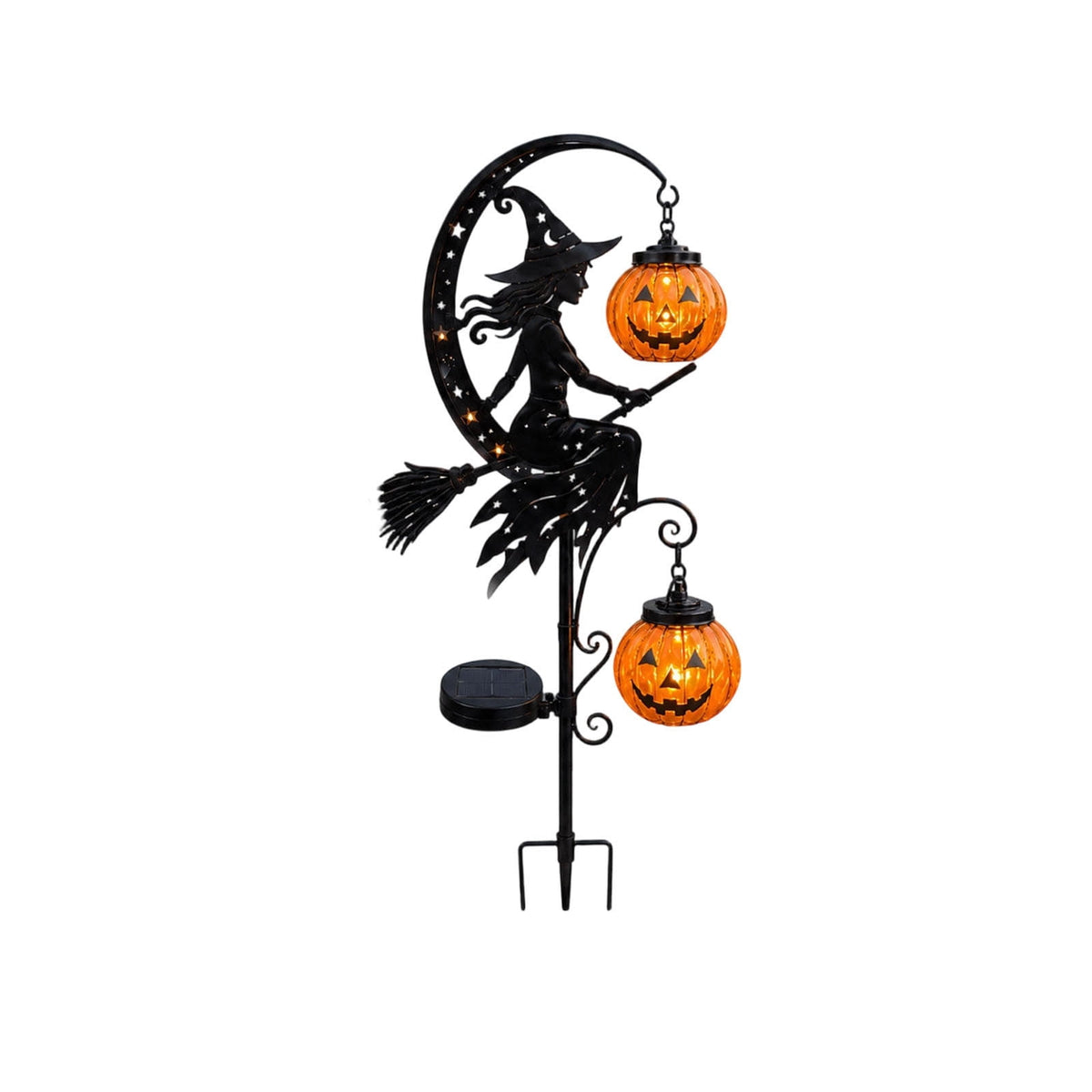 Halloween Solar Garden Stake Light,Metal Hanging Pumpkin Lantern Waterproof for Yard Lawn Proch