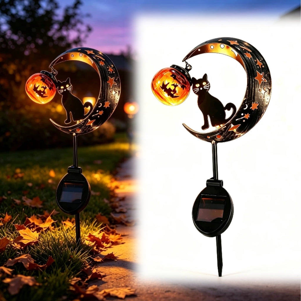 Halloween Solar Garden Stake Light,Metal Hanging Pumpkin Lantern Waterproof for Yard Lawn Proch