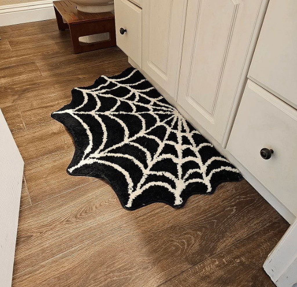 Orange Plaid Fall Outdoor Mat, Hand-Woven Porch Rug for Thanksgiving Halloween Door Decor