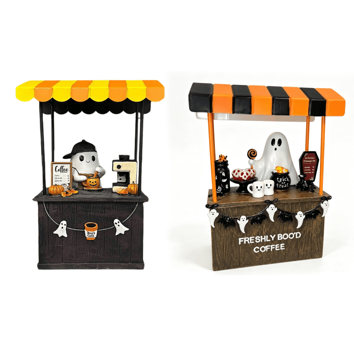 Halloween Spooky Coffee Stand, Ghost Barista Booth Figurine, Spooky Coffee Statue Built with Spooky Little Coffee Stand, Freshly Boo’d Coffee Ghost Fall Decor, Creative Birthday & Holiday Gift