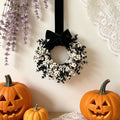 Halloween Star Shaped Bow Wreath for Window Door Display, Autumn Festival Artificial Wreath Decor