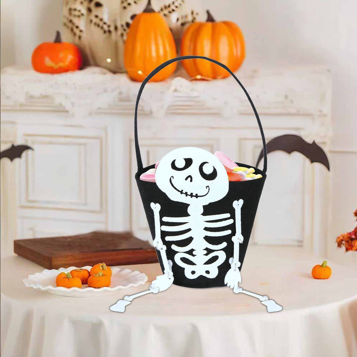 Black Halloween Mini LED Lantern Table Centerpiece 5.1 Inch for Indoor Decor, 2 Inch, 5 cm