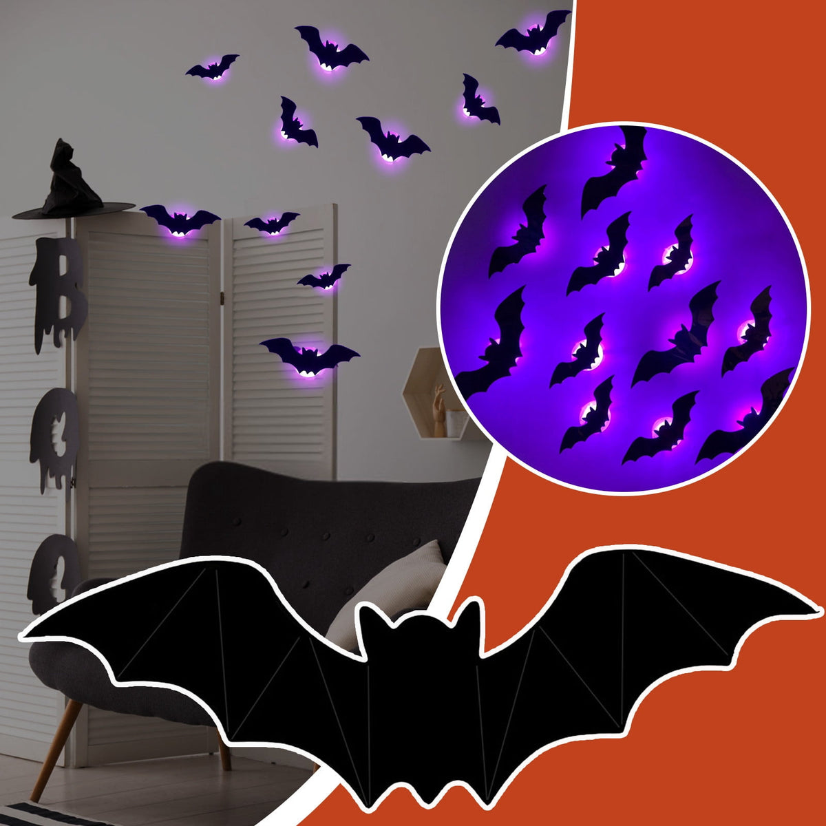 Generic Halloween Door Hanging Decor Pumpkin Ghost Bat Paper Sign Indoor Outdoor Front Door Decoration 16 Inch
