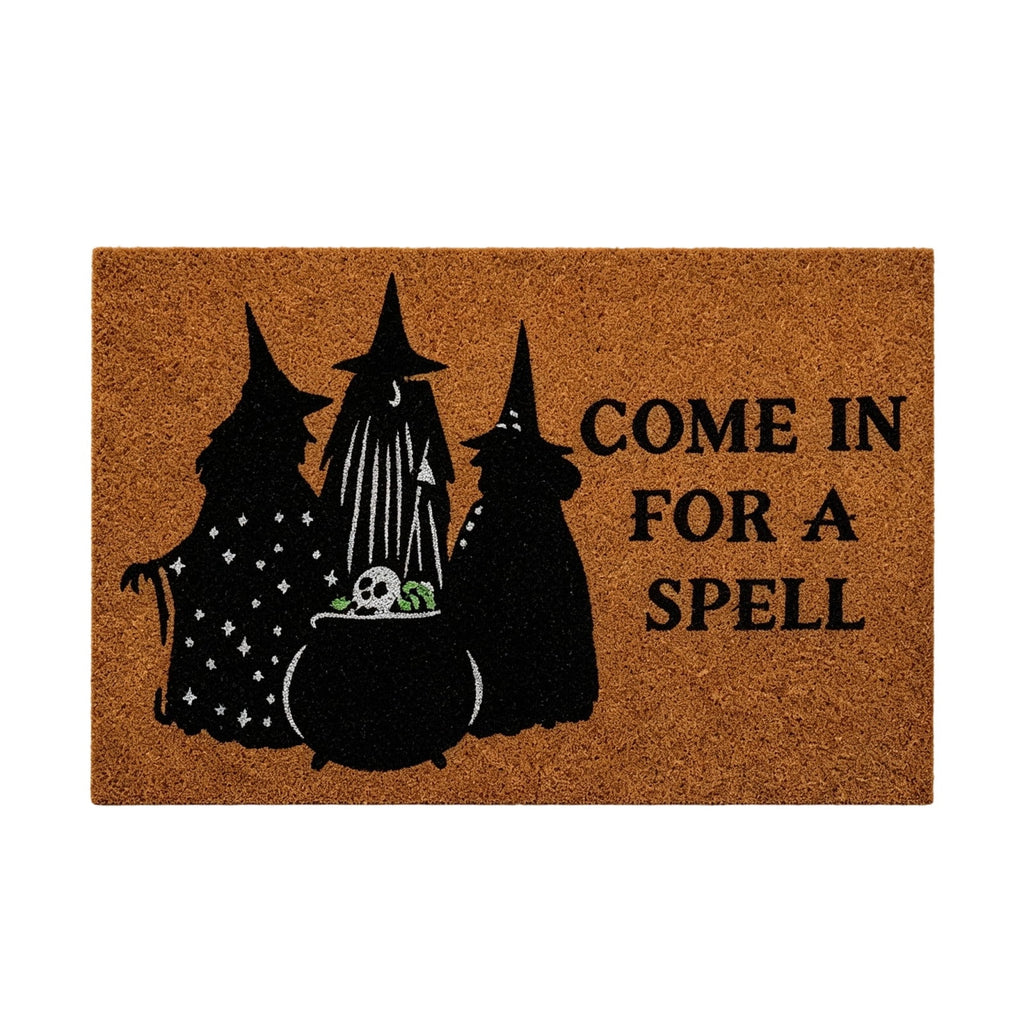 Halloween Pumpkin Crow Coir Doormat 23.6x15.7 Inch Fall Front Porch Welcome Mat Non Slip Seasonal Entryway Decor for Home Indoor Outdoor Display