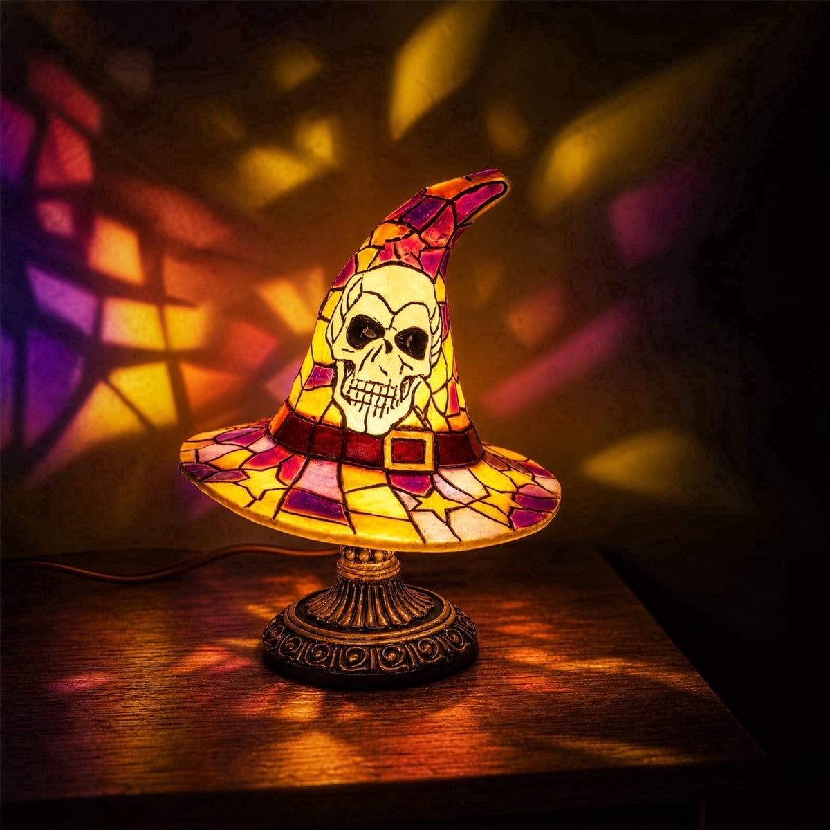 Clearance Witch Hat Lamp, Halloween Nigh Light Handcrafted Retro Resin Witch Hat Light, Usb Powered, Gothic Halloween Decorations for Bedroom