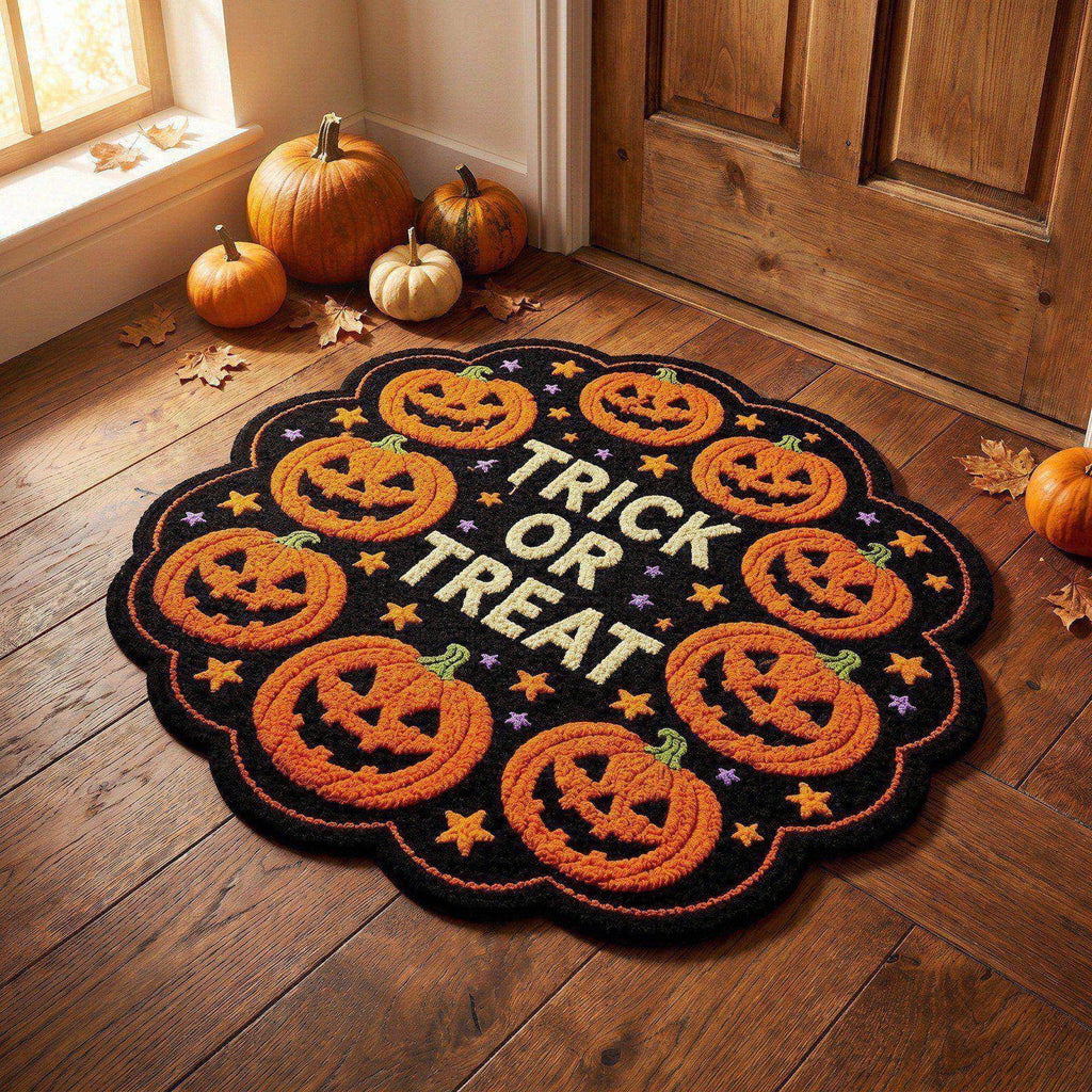 Halloween Wreath Shaped Rugs, Soft Indoor Mat for Entryway, Kitchen, Halloween Party, Pumpkin Witch Spooky Home Decor, 23.62x15.75 Inches