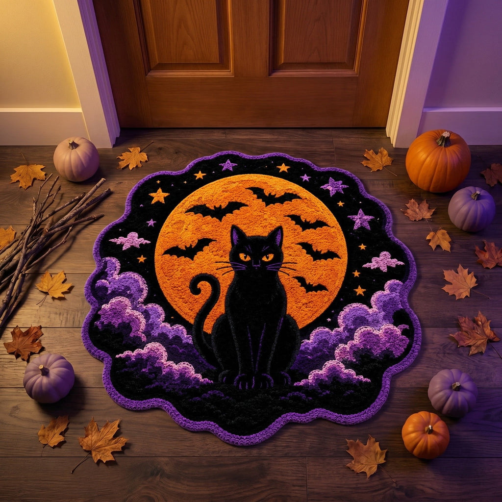 Halloween Wreath Shaped Rugs, Soft Indoor Mat for Entryway, Kitchen, Halloween Party, Pumpkin Witch Spooky Home Decor, 23.62x15.75 Inches