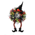 Halloween Wreaths, Halloween Decorations Witch Hat and Legs Wreath, Front Door Wall Light up Wreath Ornaments Holiday Party Halloween Thanksgiving Decor