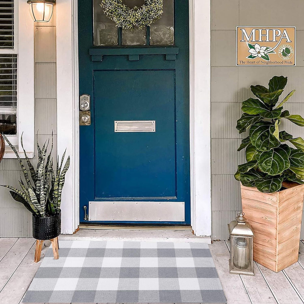 HearthHarmony Buffalo Plaid Area Rugs 2x3 Ft Brown and Black Checkered Rugs Washable Front Door Mat Hand Woven Cotton Outdoor Small Rug for Front Porch Kitchen Entryway Patio Bathroom